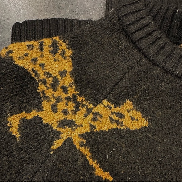 *NWOT* ANTHROPOLOGIE THML Cheetah Crewneck Swtr Black&Gold — S — Dense Lux Weave - Picture 6 of 8